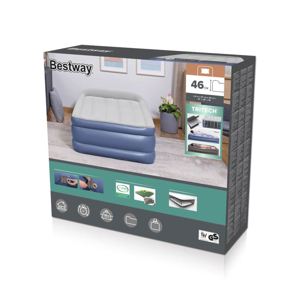 ที่นอนเป่าลม Bestway Tritech Air Mattress Twin Built-in AC Pump 1.91m x 97cm x 46cm